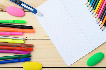 Image showing Colored pencils and paper