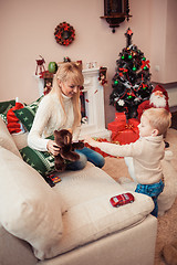 Image showing Happy family at christmas time