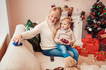 Image showing Happy family at christmas time