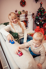 Image showing Happy family at christmas time