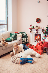 Image showing Happy family at christmas time