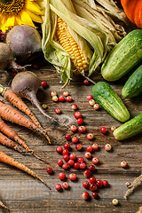 Image showing Autumn vegetables and berries