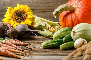 Image showing Rustic still life of vegetables