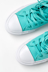 Image showing Top view of sneakers on white background.