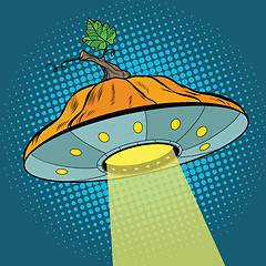 Image showing Pumpkin Halloween UFO