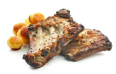 Image showing grilled pork ribs and potatoes