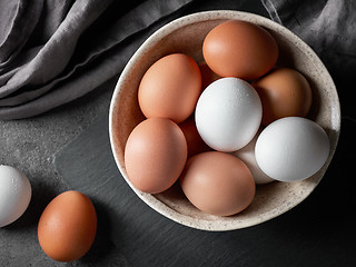 Image showing bowl of various eggs