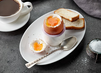 Image showing freshly boiled brown egg