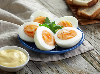 Image showing plate of boiled eggs