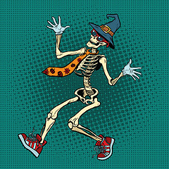 Image showing Funny Halloween skeleton in a fashionable tie and shoes