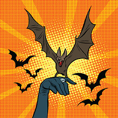 Image showing Evil bat sitting on the hand