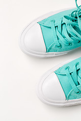 Image showing Top view of sneakers on white background.