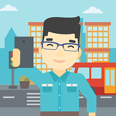 Image showing Man making selfie vector illustration.