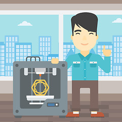 Image showing Man with three D printer vector illustration.