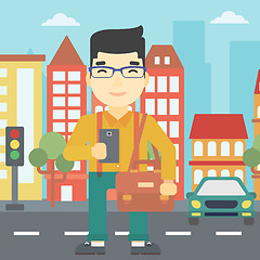 Image showing Man using smartphone vector illustration.