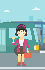 Image showing Woman travelling by bus vector illustration.