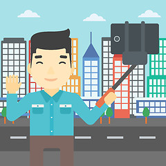 Image showing Man making selfie vector illustration.