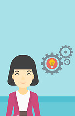 Image showing Woman with bulb and gears vector illustration.