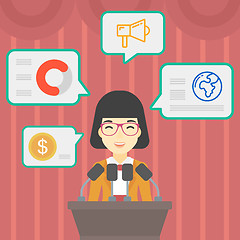 Image showing Female speaker on the podium vector illustration.