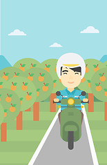 Image showing Man riding scooter vector illustration.