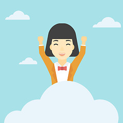 Image showing Woman sitting on cloud vector illustration.