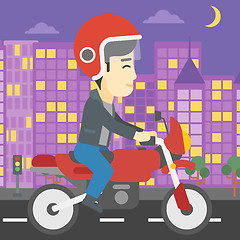 Image showing Man riding motorcycle vector illustration.