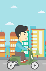 Image showing Man riding scooter vector illustration.