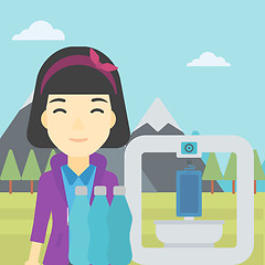 Image showing Woman with three D printer vector illustration.