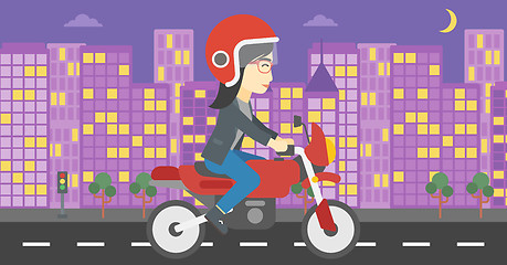 Image showing Woman riding motorcycle vector illustration.