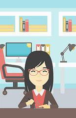 Image showing Woman using three D pen vector illustration.