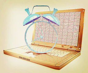 Image showing Notebook and clock . 3D illustration. Vintage style.