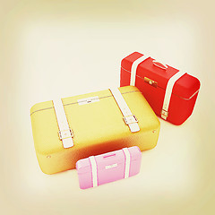 Image showing Traveler\'s suitcases. 3D illustration. Vintage style.