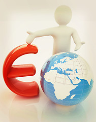 Image showing 3d people - man, person presenting - euro with global concept wi