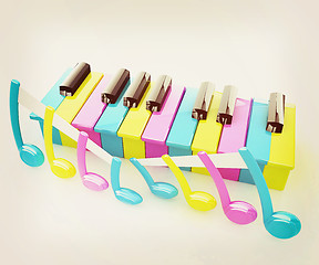 Image showing Colorfull piano keys. 3D illustration. Vintage style.