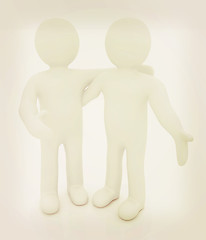 Image showing Friends standing next to an embrace. 3d image. Isolated white ba