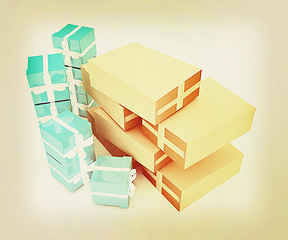 Image showing Cardboard boxes and gifts. 3D illustration. Vintage style.