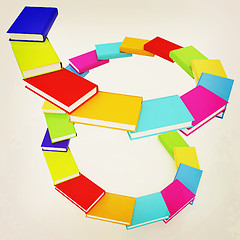 Image showing colorful real books. 3D illustration. Vintage style.