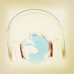 Image showing abstract 3d illustration of earth listening music . 3D illustrat