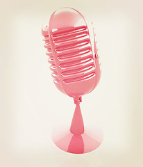 Image showing 3d rendering of a microphone. 3D illustration. Vintage style.