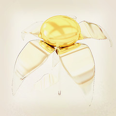 Image showing Chrome flower with a gold head . 3D illustration. Vintage style.