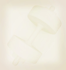 Image showing White dumbbells on a white background. 3D illustration. Vintage 