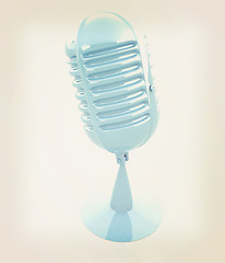 Image showing 3d rendering of a microphone. 3D illustration. Vintage style.