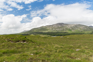 Image showing view to plain and hills at connemara in ireland