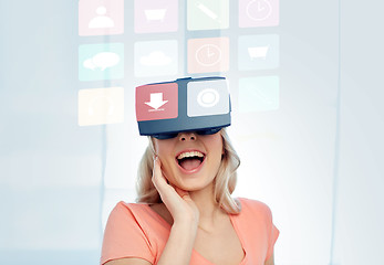 Image showing woman in virtual reality headset or 3d glasses