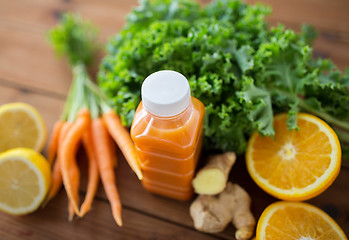 Image showing bottle with carrot juice, fruits and vegetables