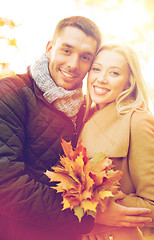 Image showing romantic couple in the autumn park