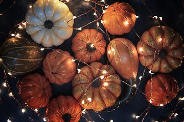 Image showing Halloween pumpkins with illumination