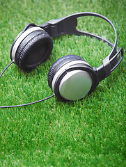 Image showing Headphones in a grass