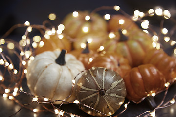 Image showing Halloween pumpkins with illumination