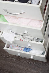 Image showing Messy clothes in wardrobe